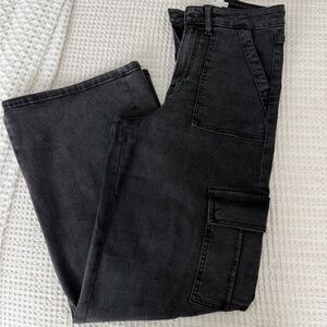 Black Denim Cargo Pants